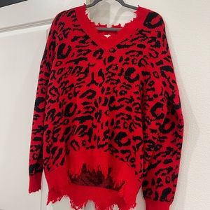 Red Leopard Sweater